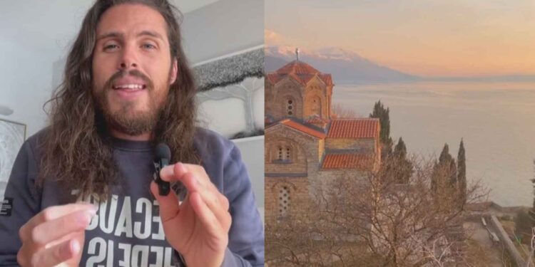 A la izquierda, el tiktoker Marc, y a la derecha, un impresionante paisaje del lugar.