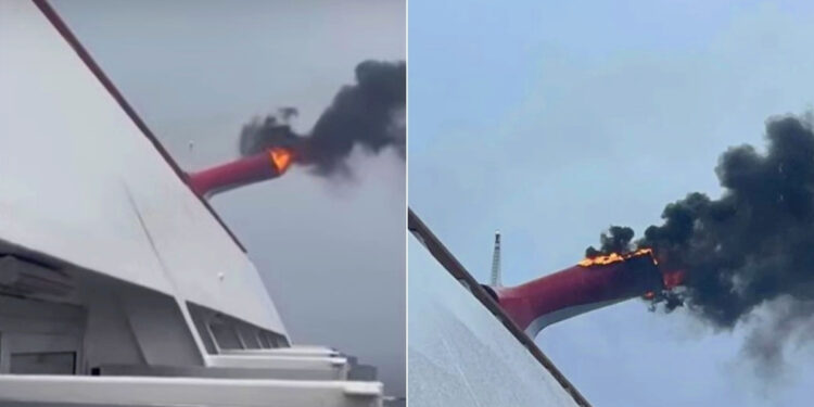 Incendio en chimenea de crucero de Carnival Freedom