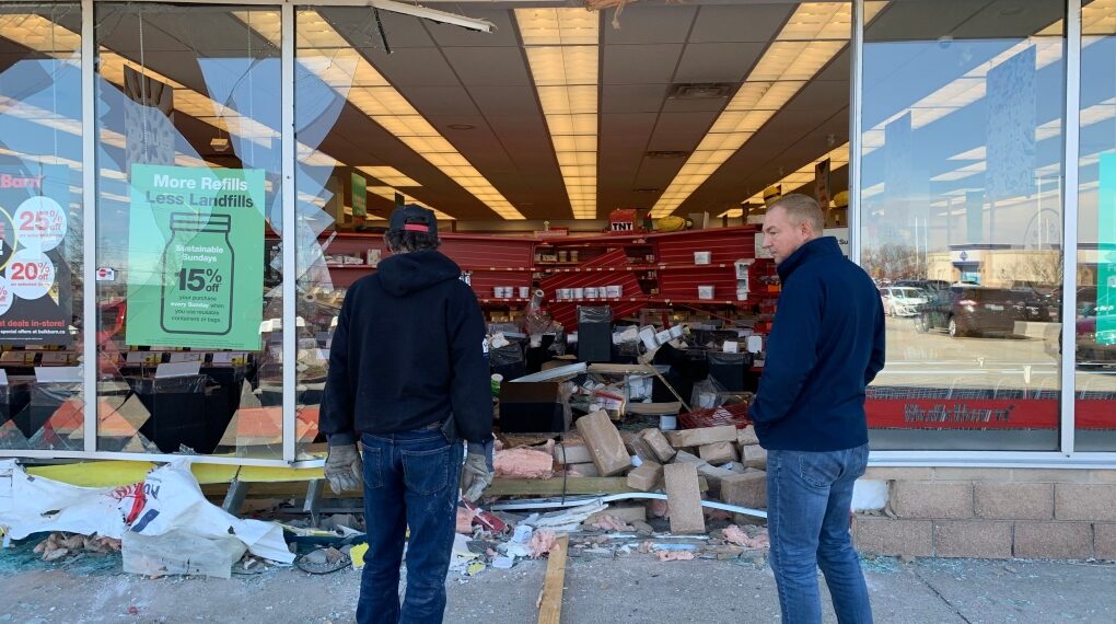 Vehicle crashes into Windsor Bulk Barn Saturday morning