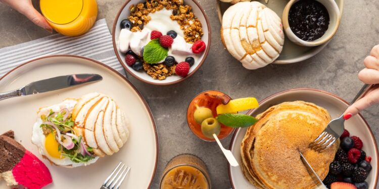 2024 Mother's Day brunch buffet special at San Diego restaurant Rumorosa in Shelter Island featuring various breakfast foods, drinks, and pastries