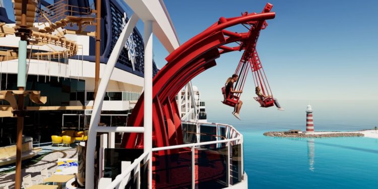 El cliffhanger es una de las atracciones más vistosas del barco.