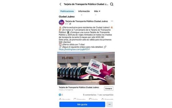 Alertan por página falsa que ofrece viajes ilimitados en el Juárez Bus