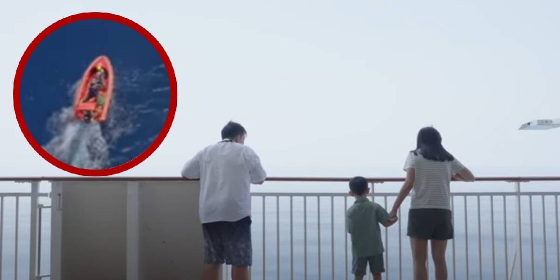 Hombre se avienta de un crucero y es grabado en vivo por una familia