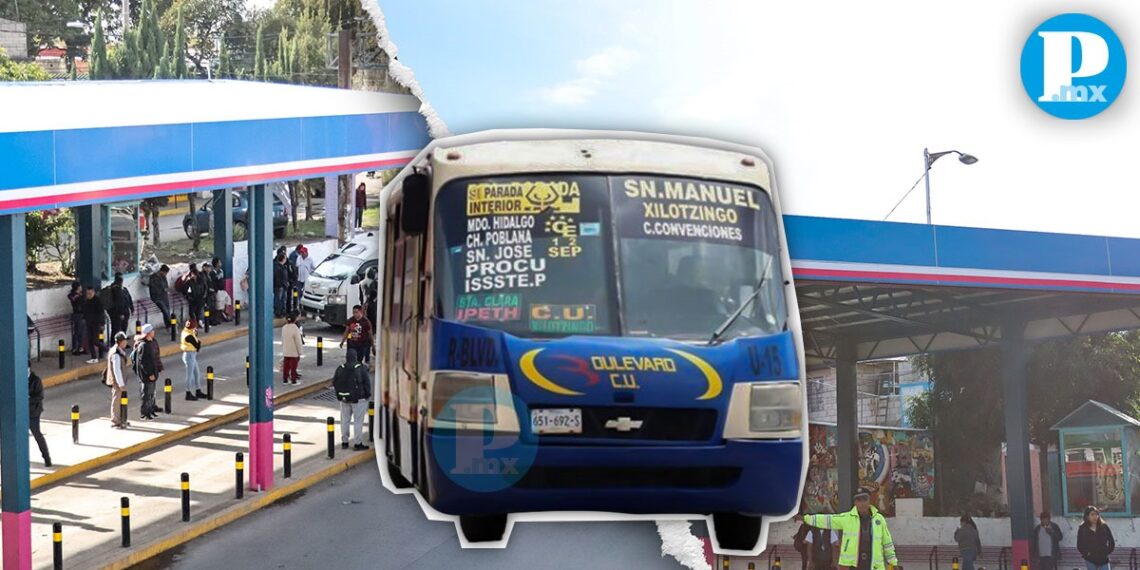 Instalan paradero de autobuses en crucero de San Felipe Hueyotlipan