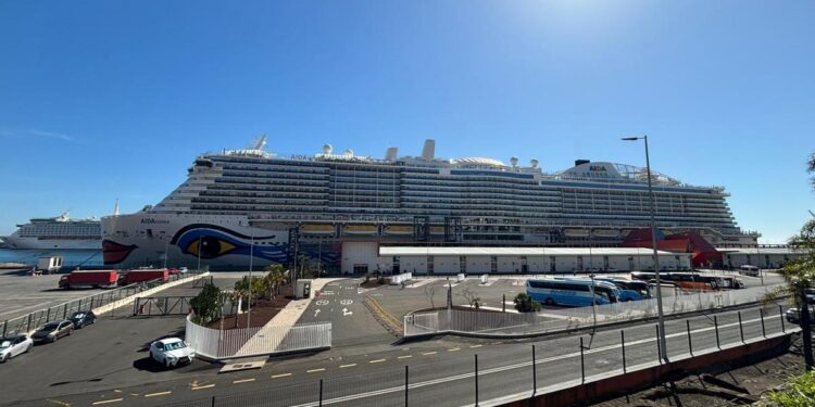 El crucero AIDAcosma, en el Puerto de Santa Cruz de Tenerife.