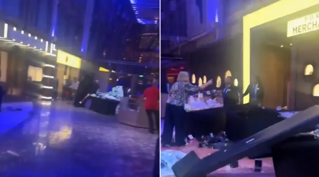 Crucero Explorer of the Seas, de Royal Caribbean, se inclina por fuertes vientos