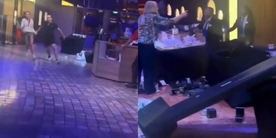 Imágenes del momento en el que el crucero se escora.