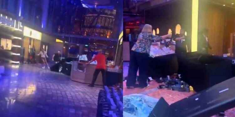 #VIDEO | Se genera pánico en crucero después de que este se inclinara 45 grados por los vientos huracanados