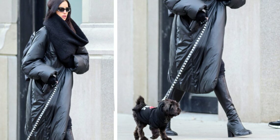 Cómo llevar leggings negros con botas altas en un look ultra elegante, según Irina Shayk