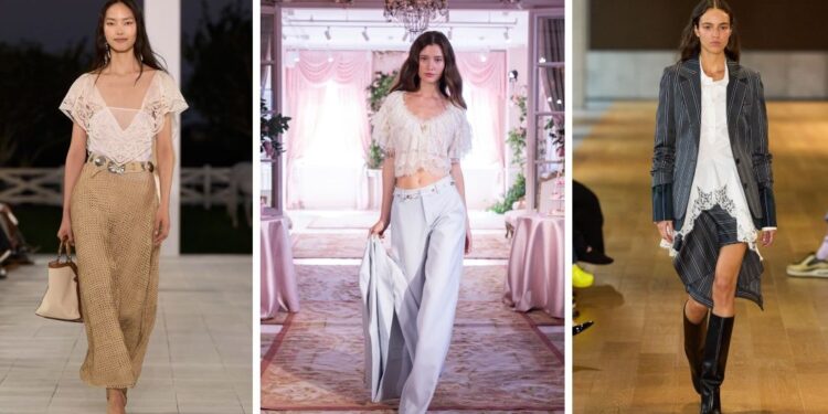Cómo llevar blusas de encaje en Primavera-Verano 2025, según tendencias de las pasarelas