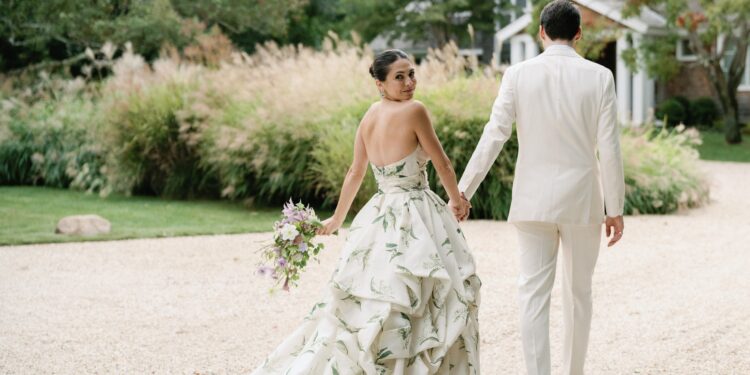 The Bride Wore a Lily-of-the-Valley Dress and Her Mother’s Veil for Her Backyard Wedding in Bellport