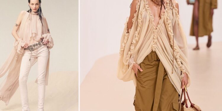 Cómo llevar blusas largas con olanes boho en Primavera-Verano 2025