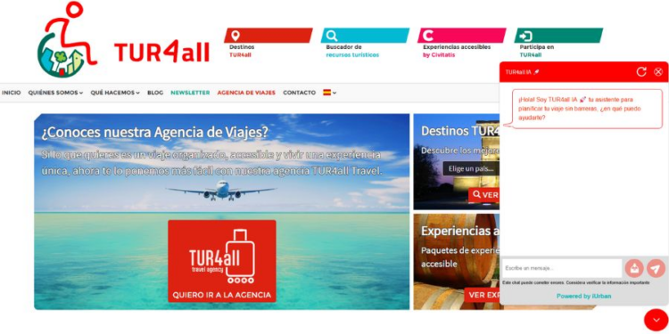 TUR4all integra una IA especializada en planificar viajes accesibles para personas con discapacidad | Líder en Información Social