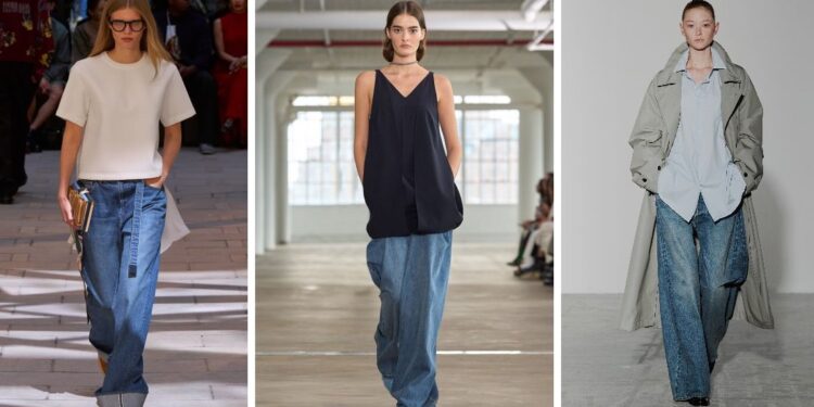 7 ideas de outfits para la oficina con blusas largas y jeans en tendencia en Primavera-Verano 2025