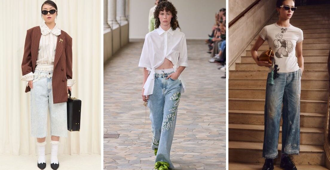 Las blusas blancas elegantes para llevar con jeans acampanados, rectos y capri en Primavera-Verano 2025