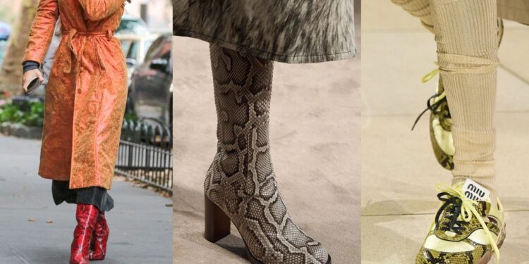 De tenis a sandalias, los zapatos se llevarán con estampado de serpiente en Primavera-Verano 2025