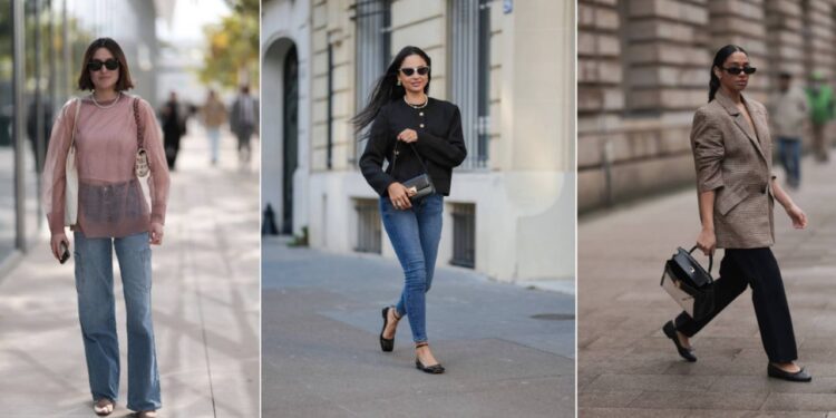 Cómo llevar bailarinas con diferentes tipos de jeans en tendencia en primavera 2025