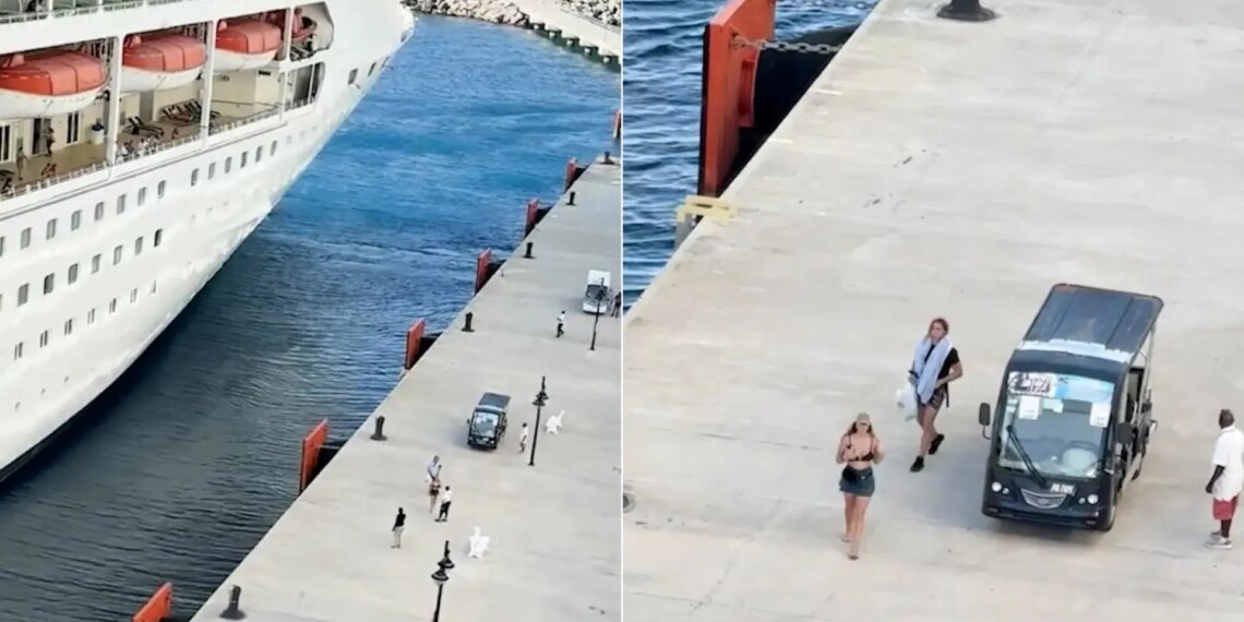 Un crucero deja en tierra a dos pasajeros que llegaron tarde al embarque y el resto de los turistas se mofa de ellos