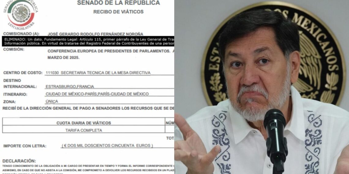 Pese a existencia de factura, Noroña niega que Senado pagó viaje a Francia