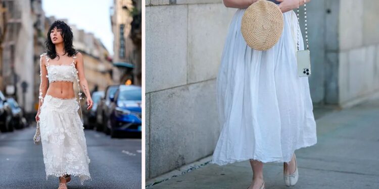 Cómo llevar faldas blancas en tendencia en mayo 2025, según el street style
