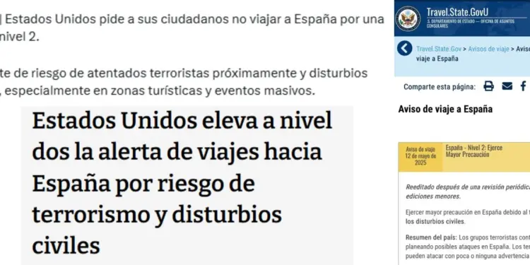 El Gobierno de Estados Unidos no ha pedido no viajar a España - Maldita.es