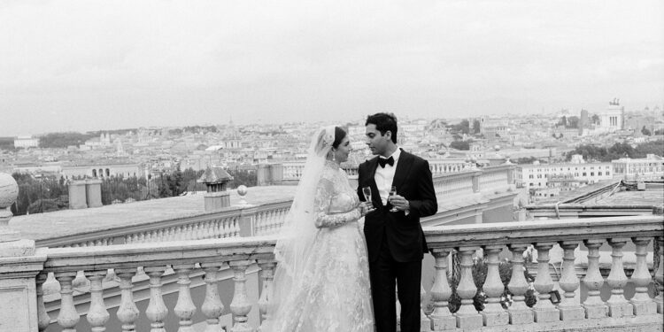 The Bride Wore a 30-Foot Veil to Marry in an Ancient Basilica at This Catholic-Sikh Wedding in Rome