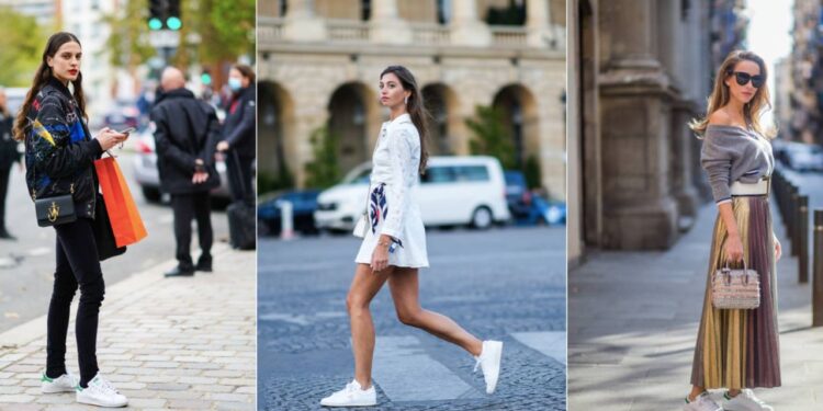 Los Adidas Stan Smith (los tenis blancos favoritos de los millennials) se llevan con jeans faldas y vestidos en Primavera-Verano 2025
