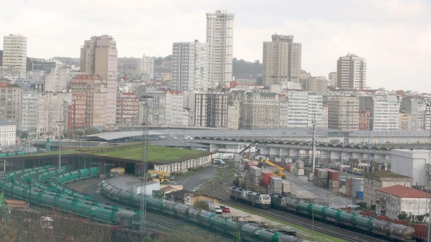 Instalaciones de los muelles interiores, con la estación de San Diego en primer plano.
