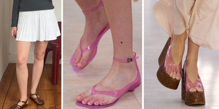 Sandalias cangrejeras jelly y otros modelos de los años 90 para llevar en Primavera-Verano 2025