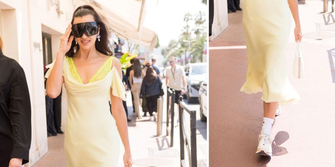 Tenis de papá y vestido de seda, así es como Irina Shayk llega al Festival de Cannes 2025