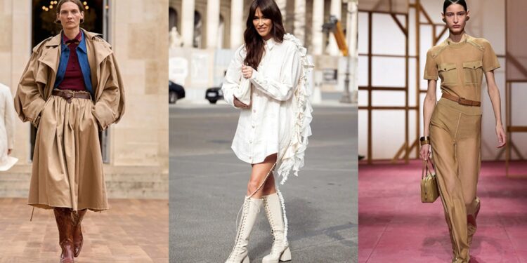 Cómo llevar botas de tacón ancho con faldas, vestidos y pantalones en verano 2025