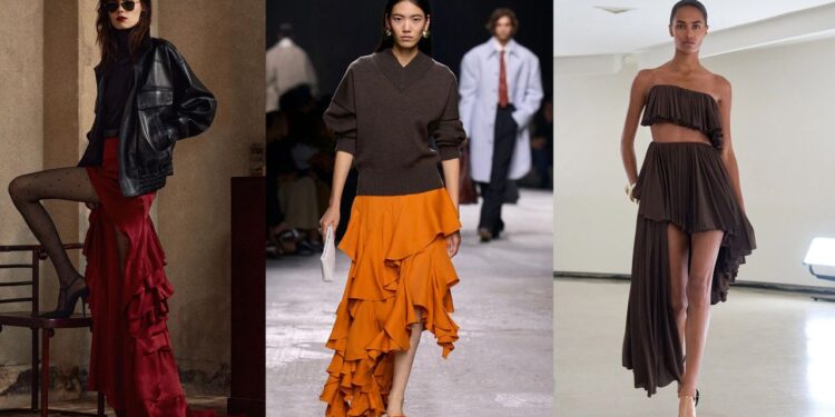 Cómo llevar la falda de volantes con efecto cascada más elegante del verano 2025