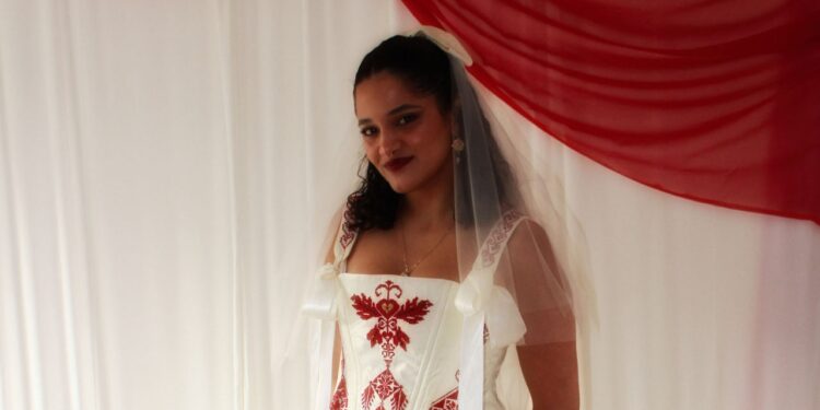 This British-Palestinian Designer Created Her Own Wedding Corset Featuring Traditional Embroidery