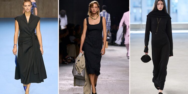 Los mejores vestidos negros elegantes para llevar a la oficina en verano 2025, según pasarelas