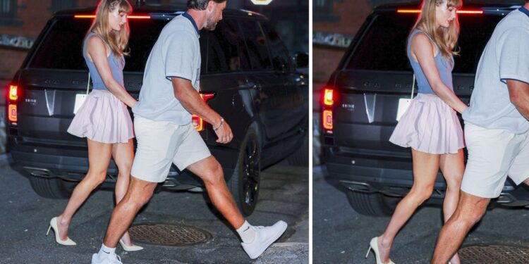 Eleva tu minifalda con zapatos de tacón blancos como Taylor Swift en verano 2025