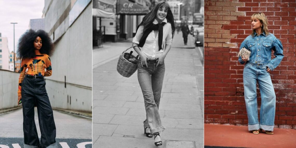 Vuelven los jeans cuffed acampanados que Jane Birkin usó en los 70 para verano 2025
