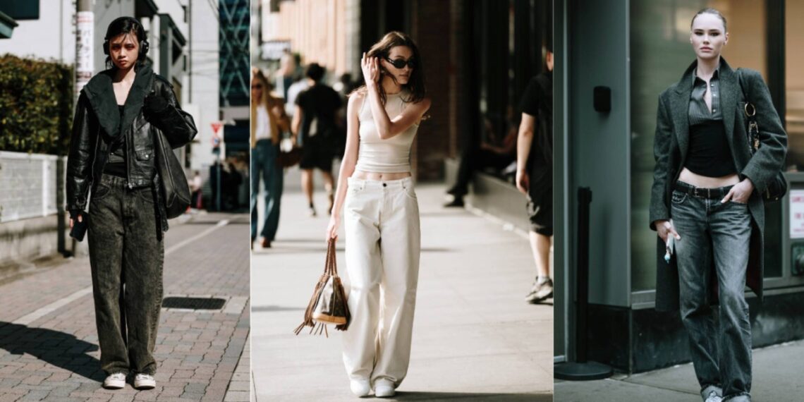 Ideas para llevar tenis blancos con baggy jeans los fines de semana de verano 2025