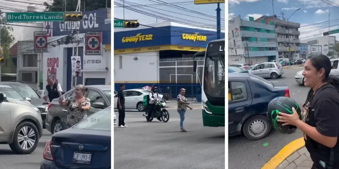 Crucero de León: Mujer se vuelve tránsito por semáforos apagados
