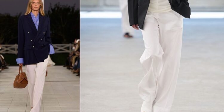 7 pantalones blancos elegantes para llevar con sandalias, zapatos y tenis a la oficina en verano 2025