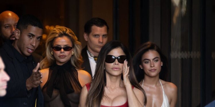 Lauren Sánchez Bezos Swaps Bridal Whites and Dolce for Red Leather and Versace