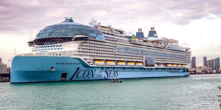 Bahamian police say a Royal Caribbean crew member stabbed a colleague, the jumped overboard to his death. The incident occurred Thursday aboard the s ‘Icon of the Seas’, the world’s largest cruise ship shown here during its first arrival in Miami on Jan. 10, 2024.
