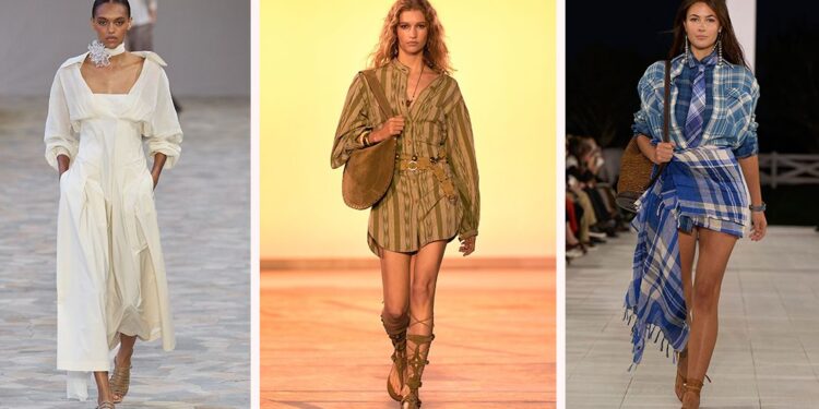 Vestidos camiseros con sandalias planas para llevar en verano 2025 como las mujeres más elegantes