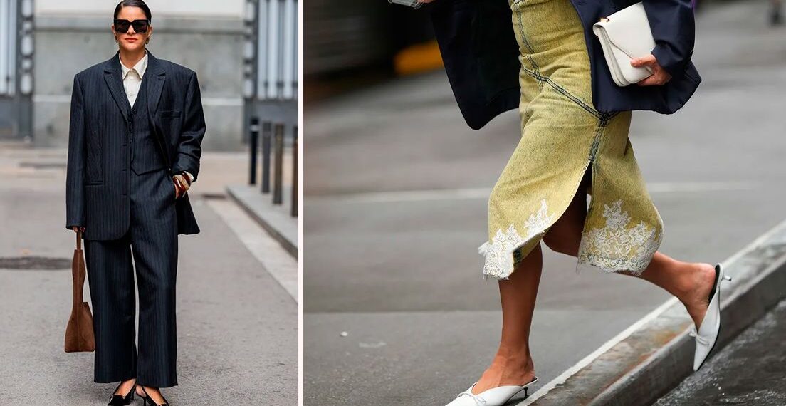 Zapatos de tacón kitten para llevar con faldas y pantalones a la oficina en verano 2025