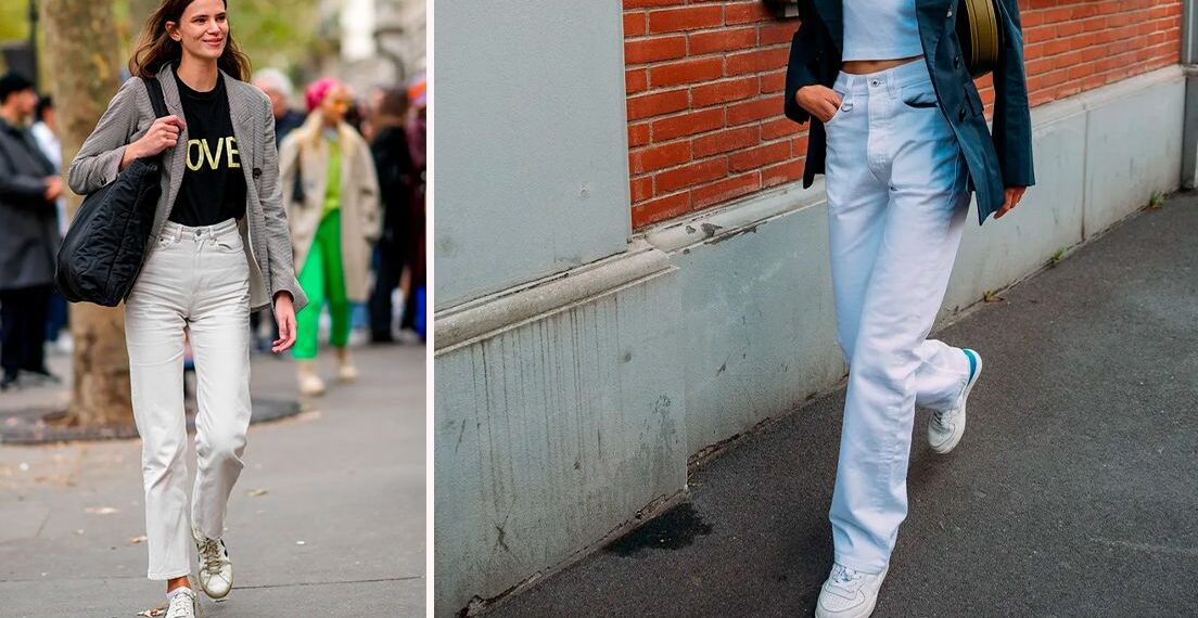 7 tenis clásicos para llevar jeans blancos en verano 2025