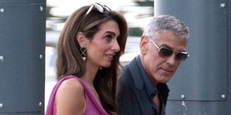 Amal Clooney Trades Disco Fringe for a Thigh-High Slit