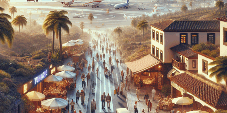 Un camarero atiende una mesa de una terraza de playa en Las Canteras.