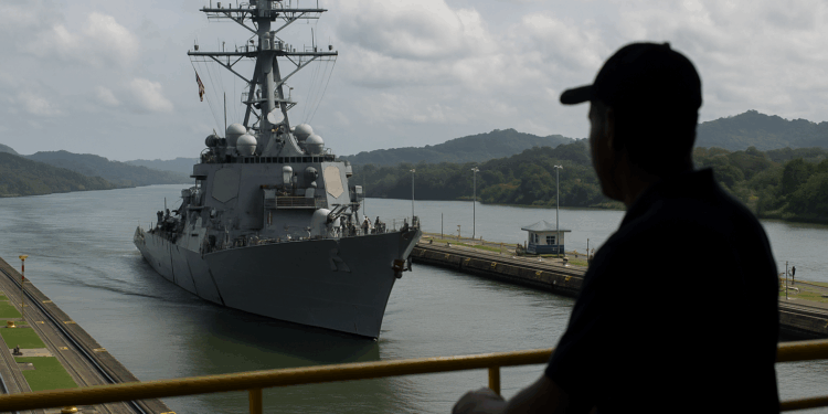 Crucero de guerra de EEUU cruza el Canal de Panamá rumbo al Caribe, cerca de Venezuela