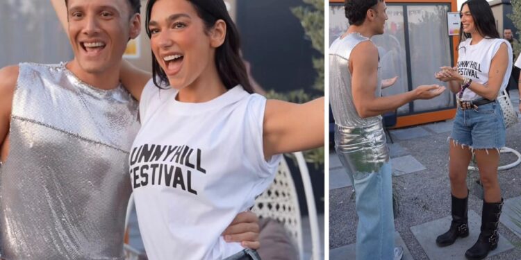 Dua Lipa luce shorts de mezclilla con botas biker en verano 2025