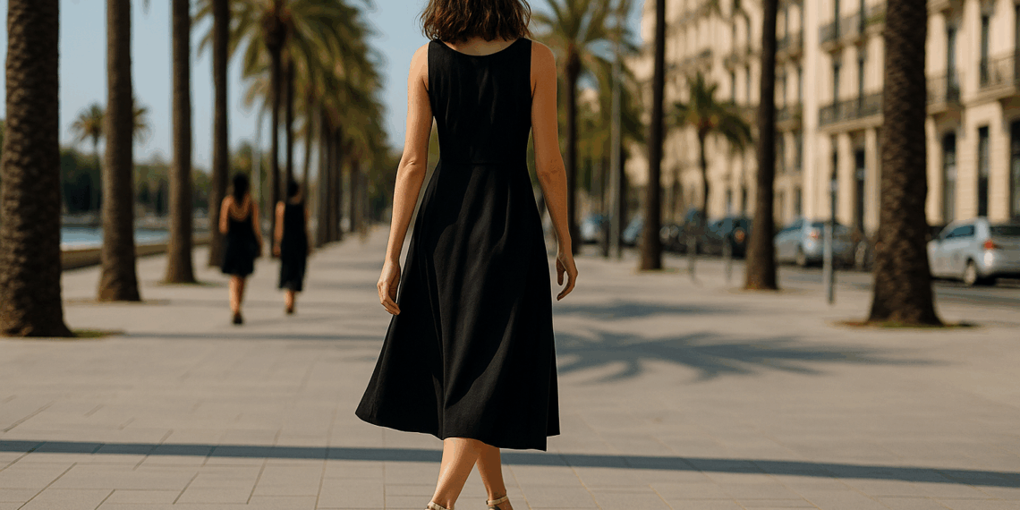 6 vestidos negros con botas para vestir elegante todo el verano 2025