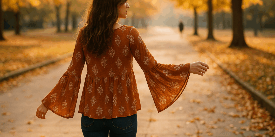 6 blusas boho con mangas acampanadas de Mango que sí o sí deberías llevar en otoño 2025